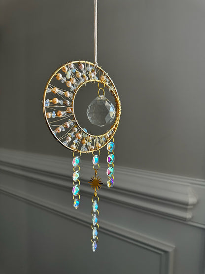 Waning Crescent Shooting Star Suncatcher