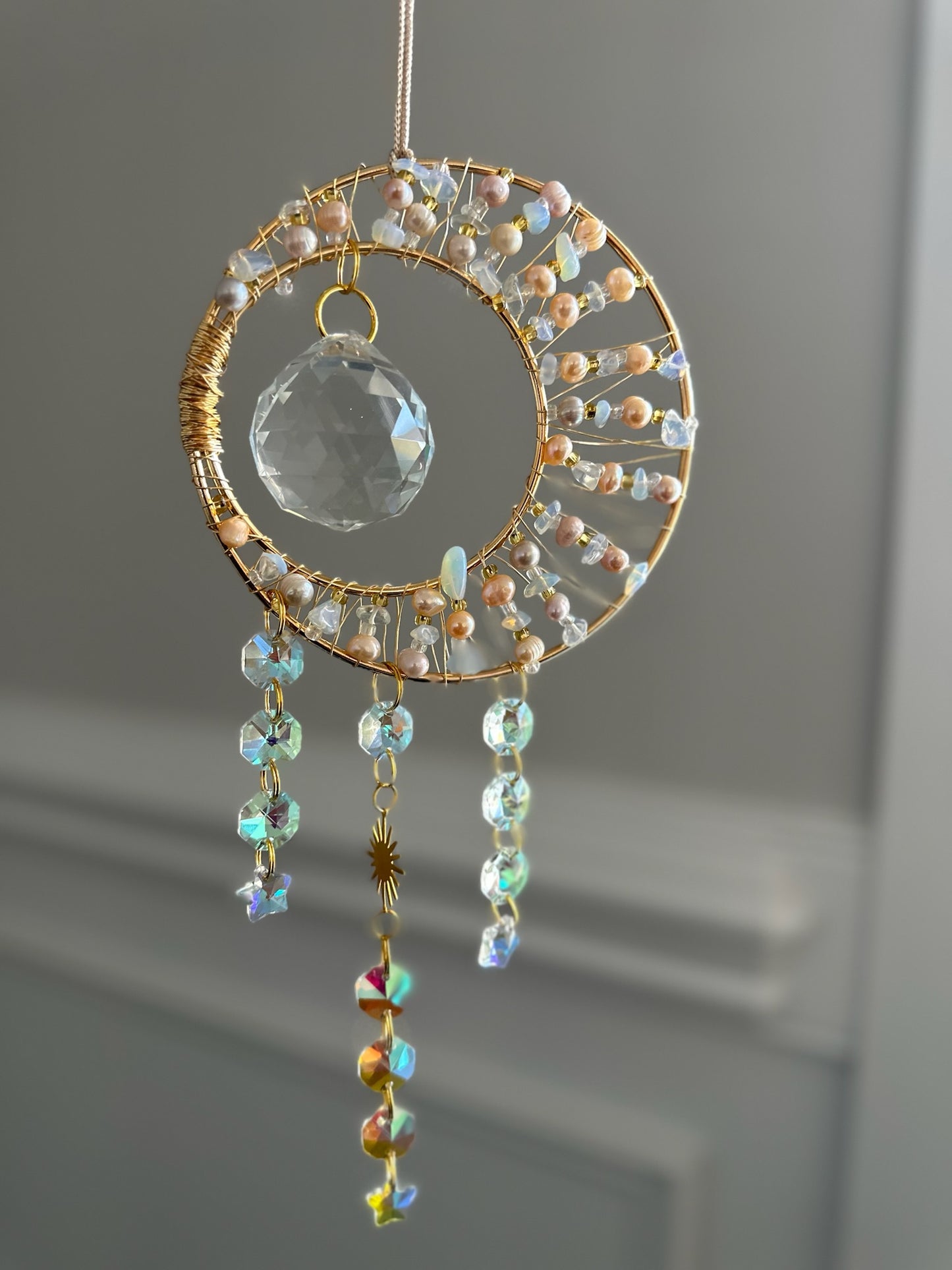 Waning Crescent Shooting Star Suncatcher