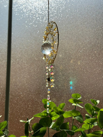 Waning Crescent Shooting Star Suncatcher